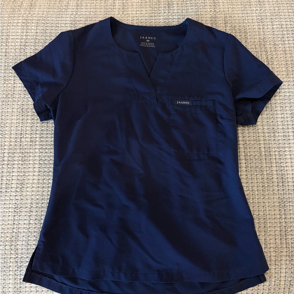 Jaanuu Women's Navy Blue Scrub Top